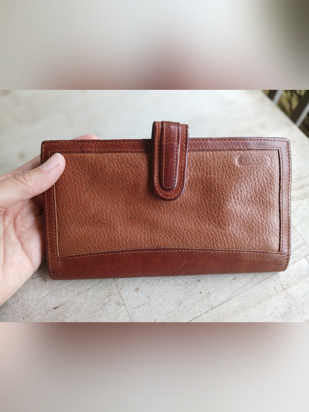 Vintage  Coach Sheridan Brown Leather Kisslock Wallet Clutch